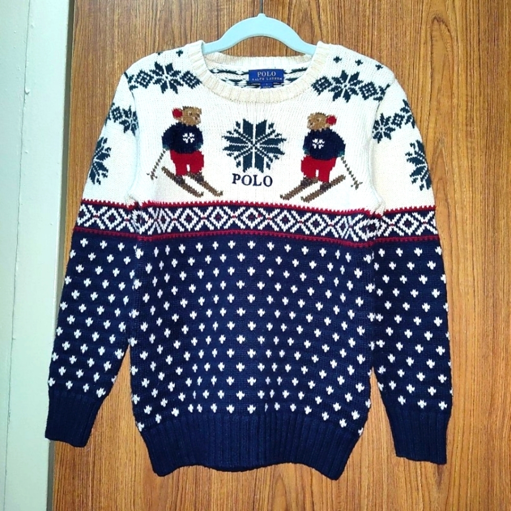 **SOLD**Polo Ralph Lauren polar bear holiday sweater size 7